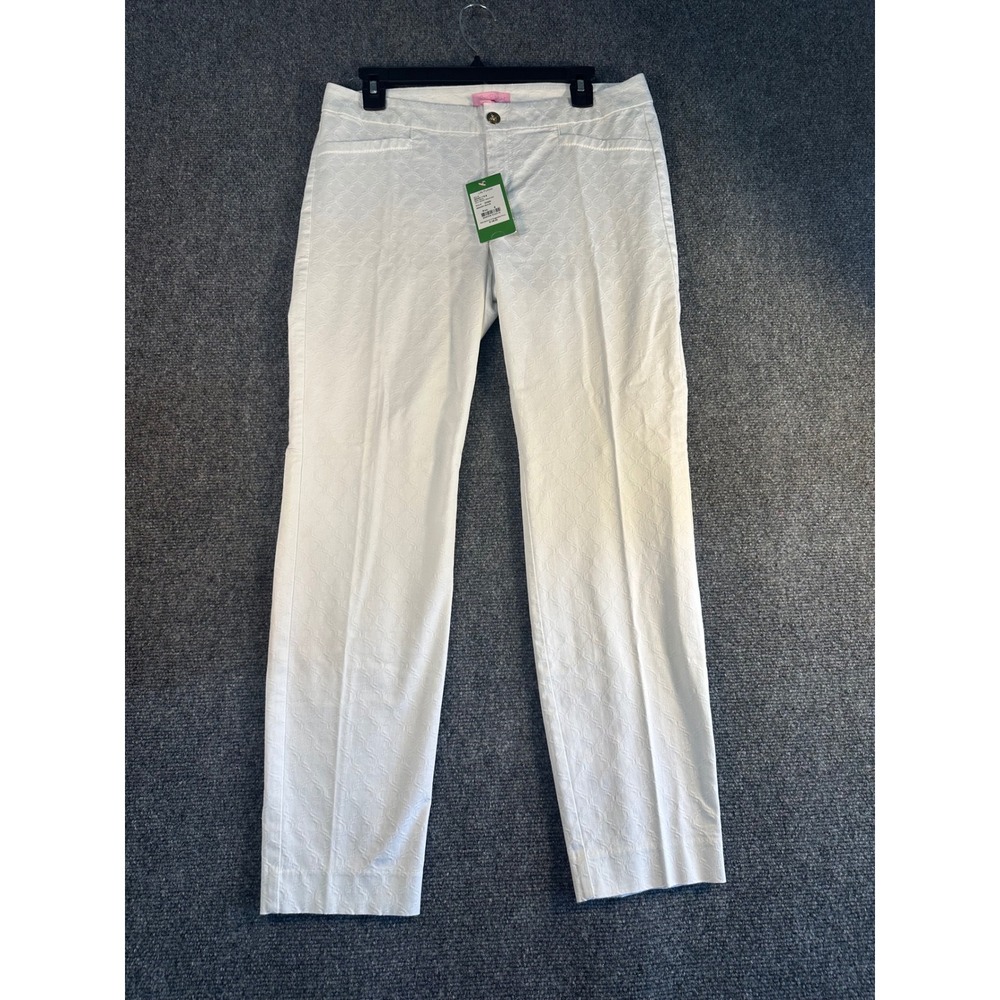 Lilly Pulitzer Kelly Skinny Ankle Pant Resort White Jacquard 20243 Womens 8 NEW